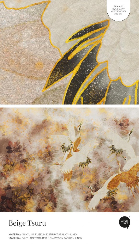 Beige Tsuru – Próbka Tapety