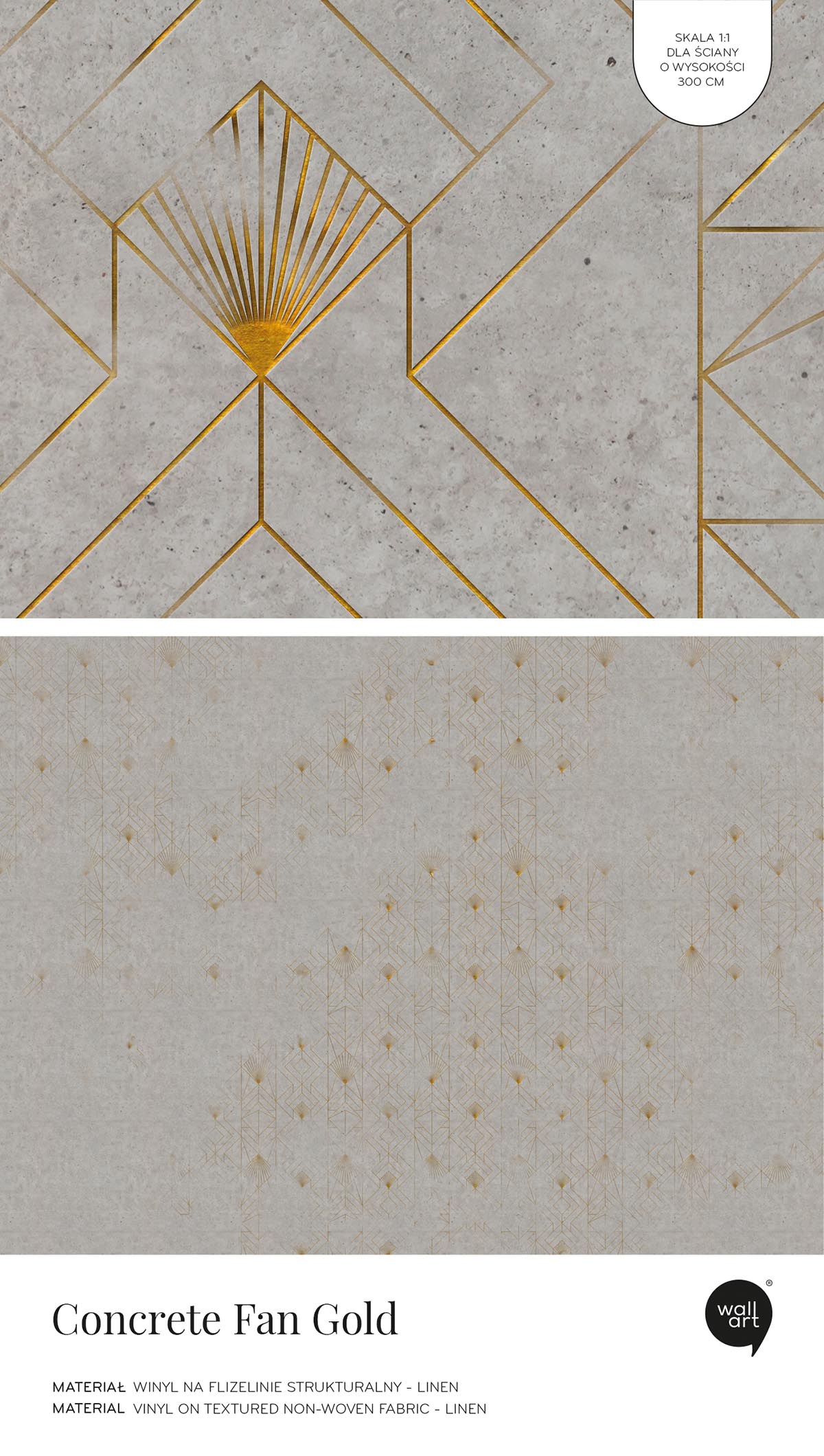 Concrete Fan Gold – Próbka Tapety