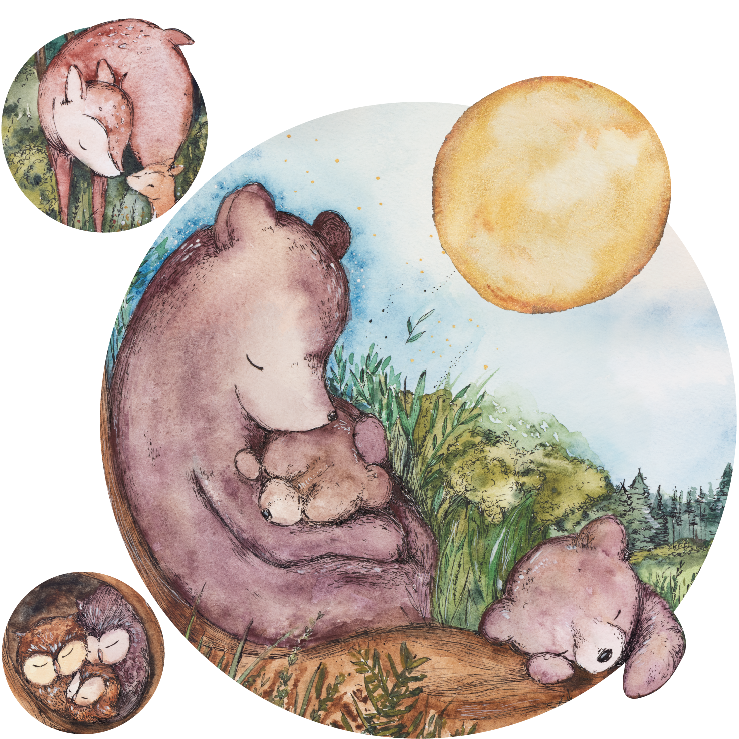 Bears Family – Tapeta Koło Standard