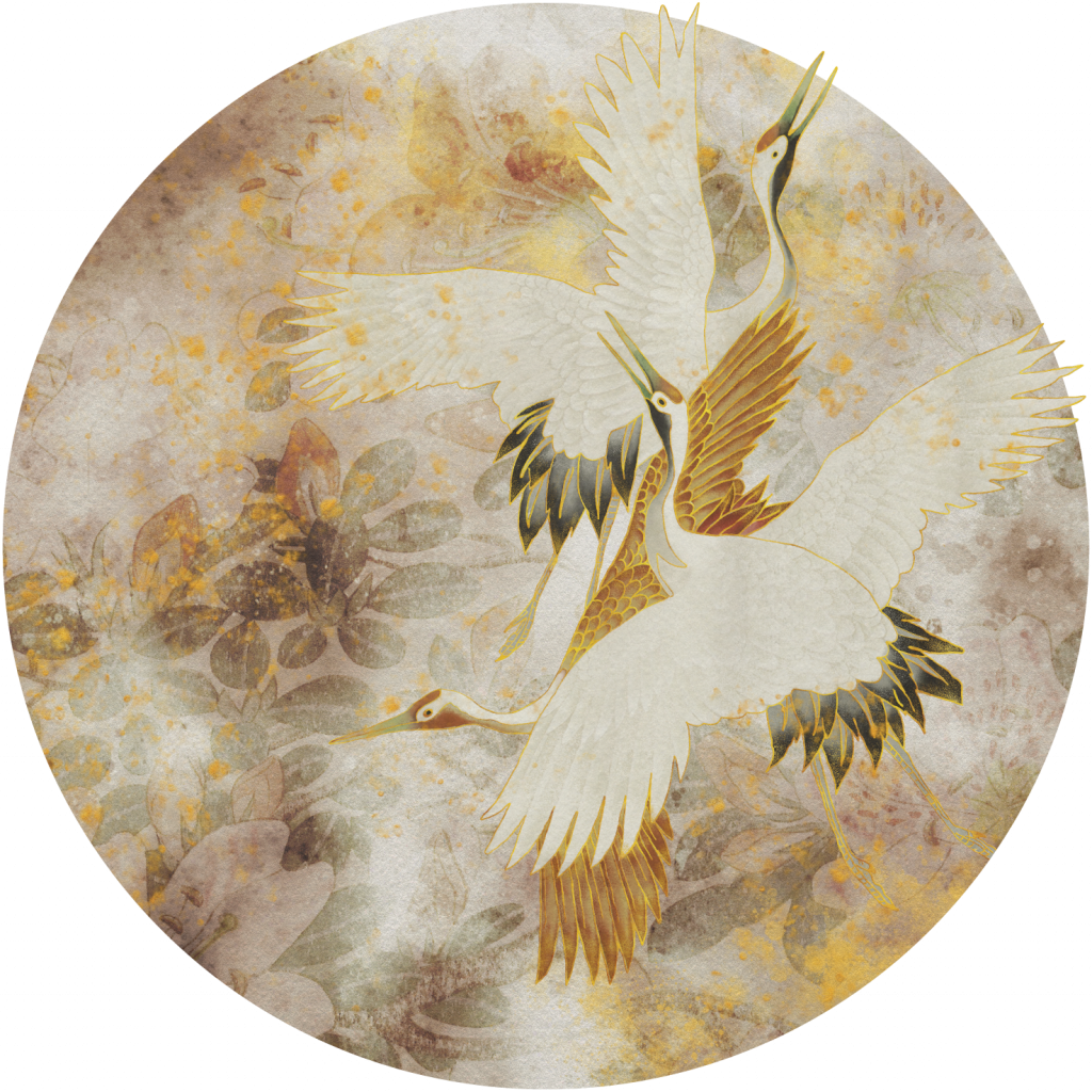 Beige Tsuru – Tapeta Koło Standard