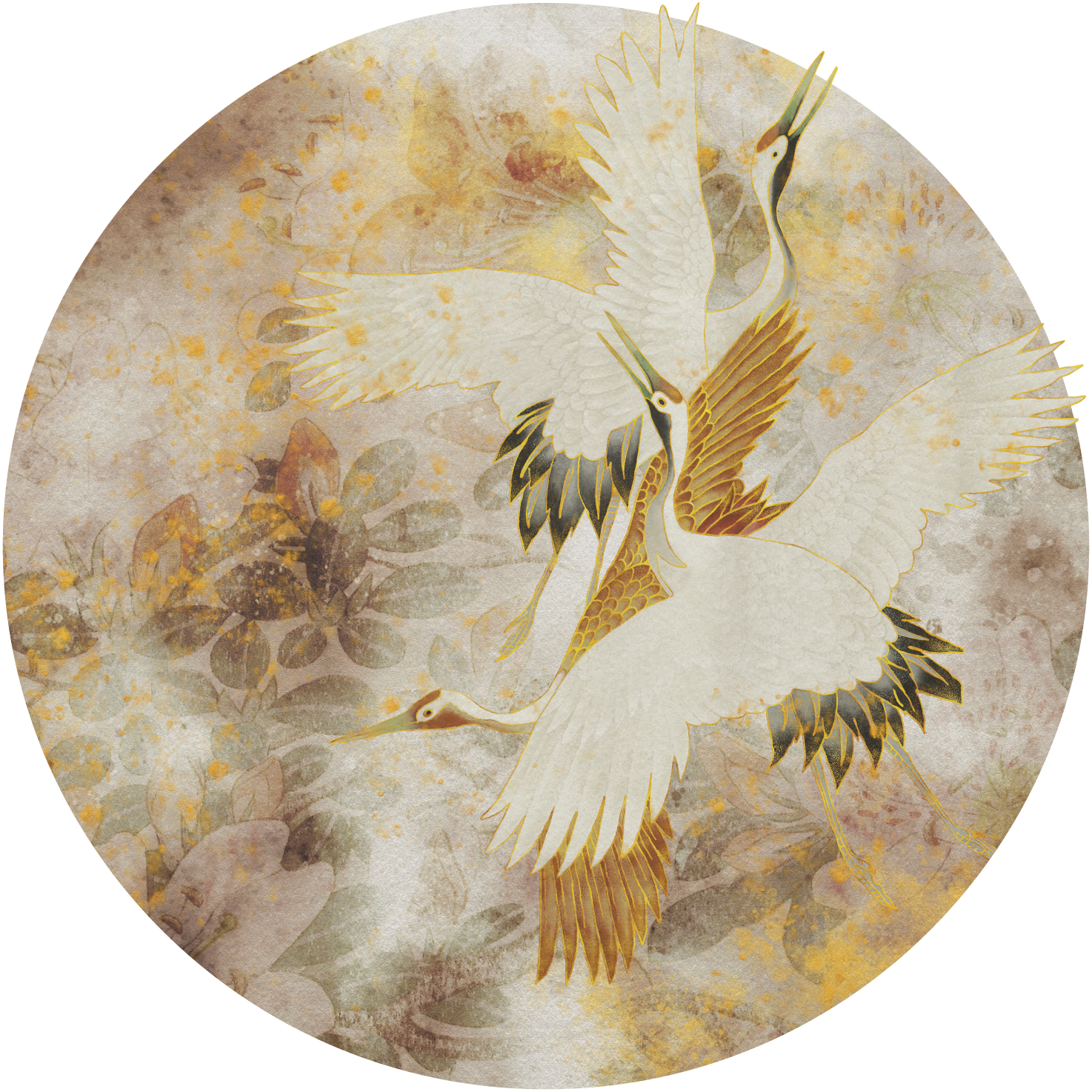 Beige Tsuru – Tapeta Koło Standard