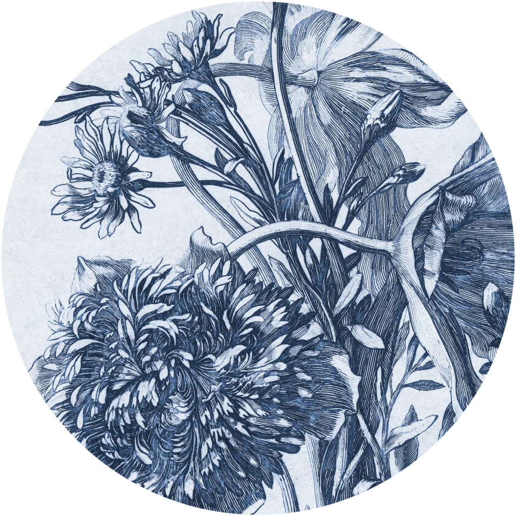 Blue Flower – Tapeta Koło Standard
