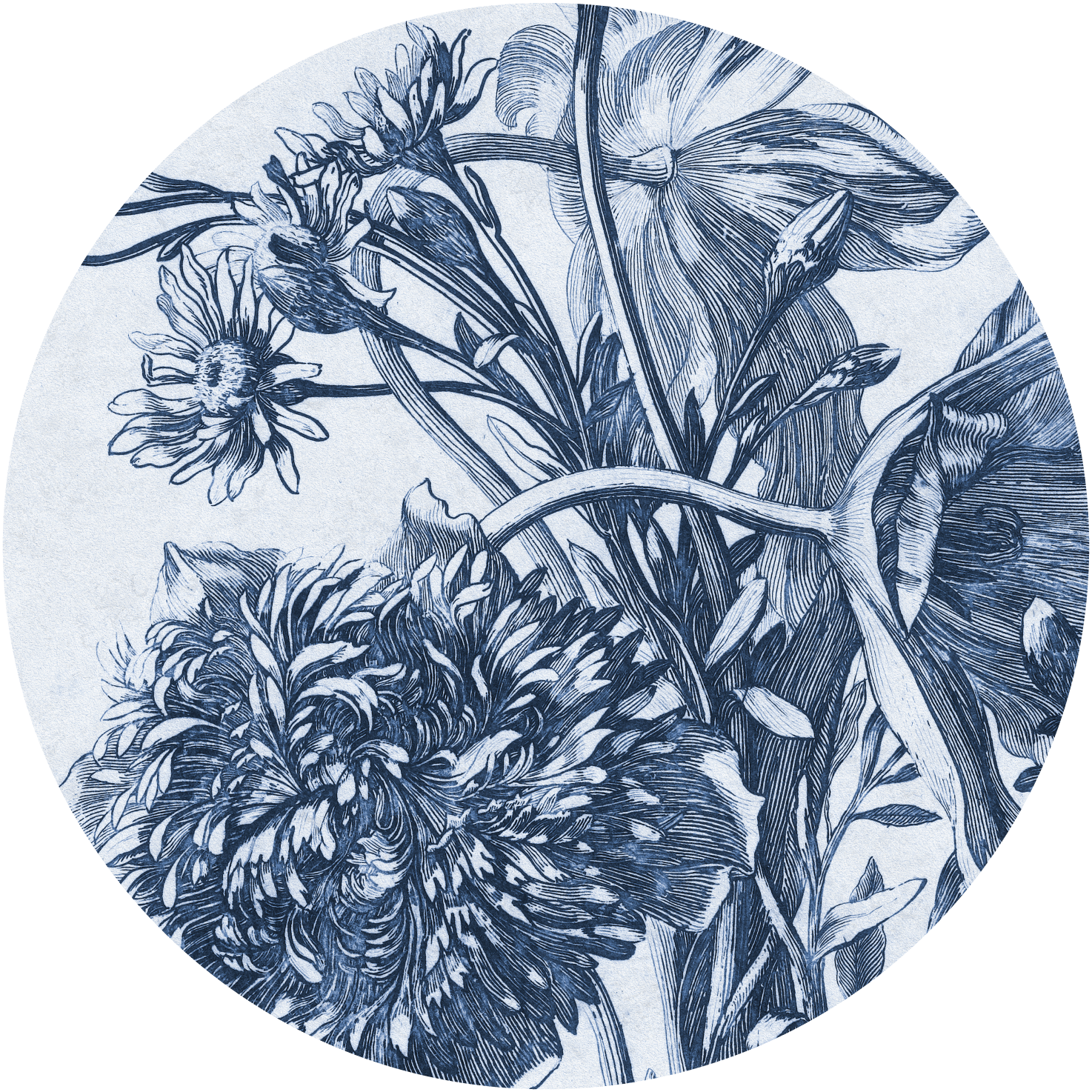 Blue Flower – Tapeta Koło Standard