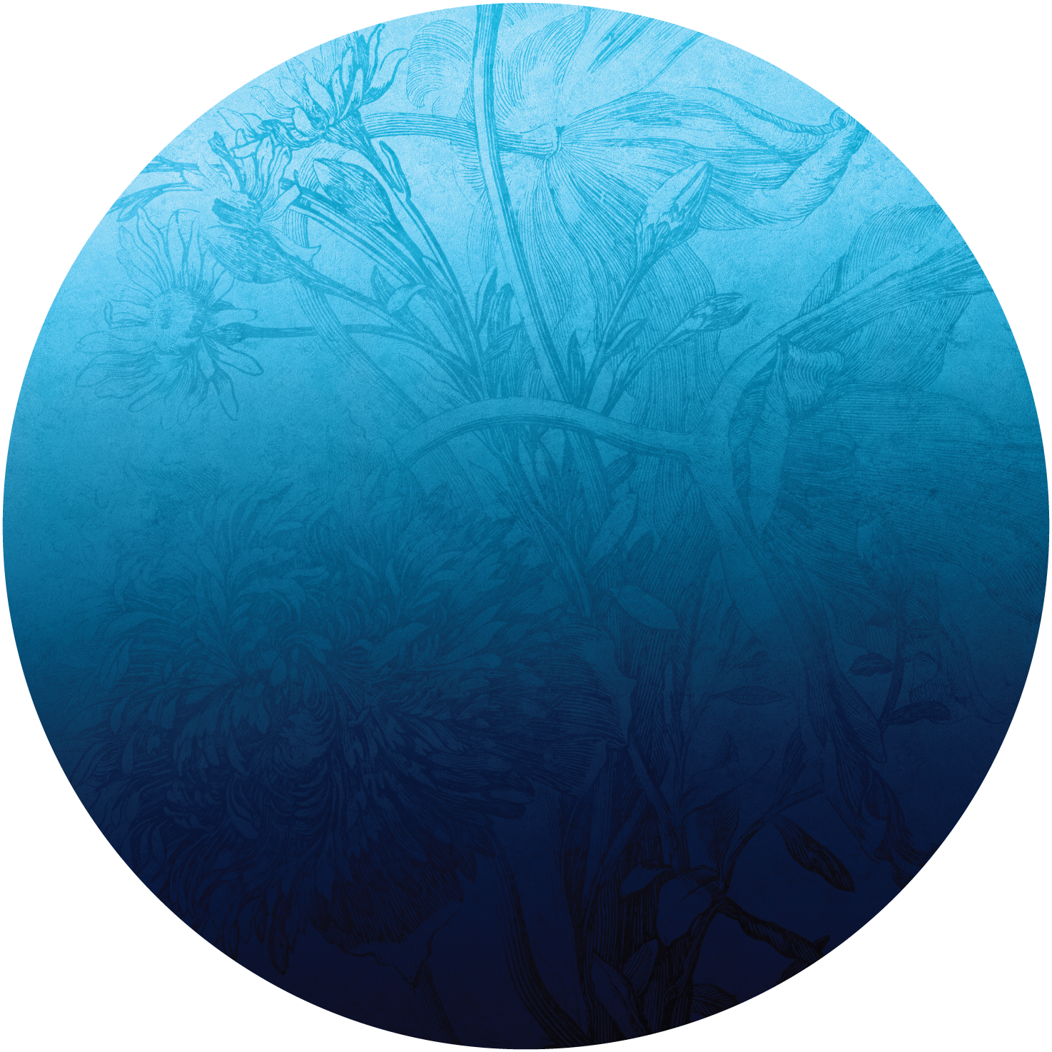 Blue Ombre Flower – Tapeta Koło Standard