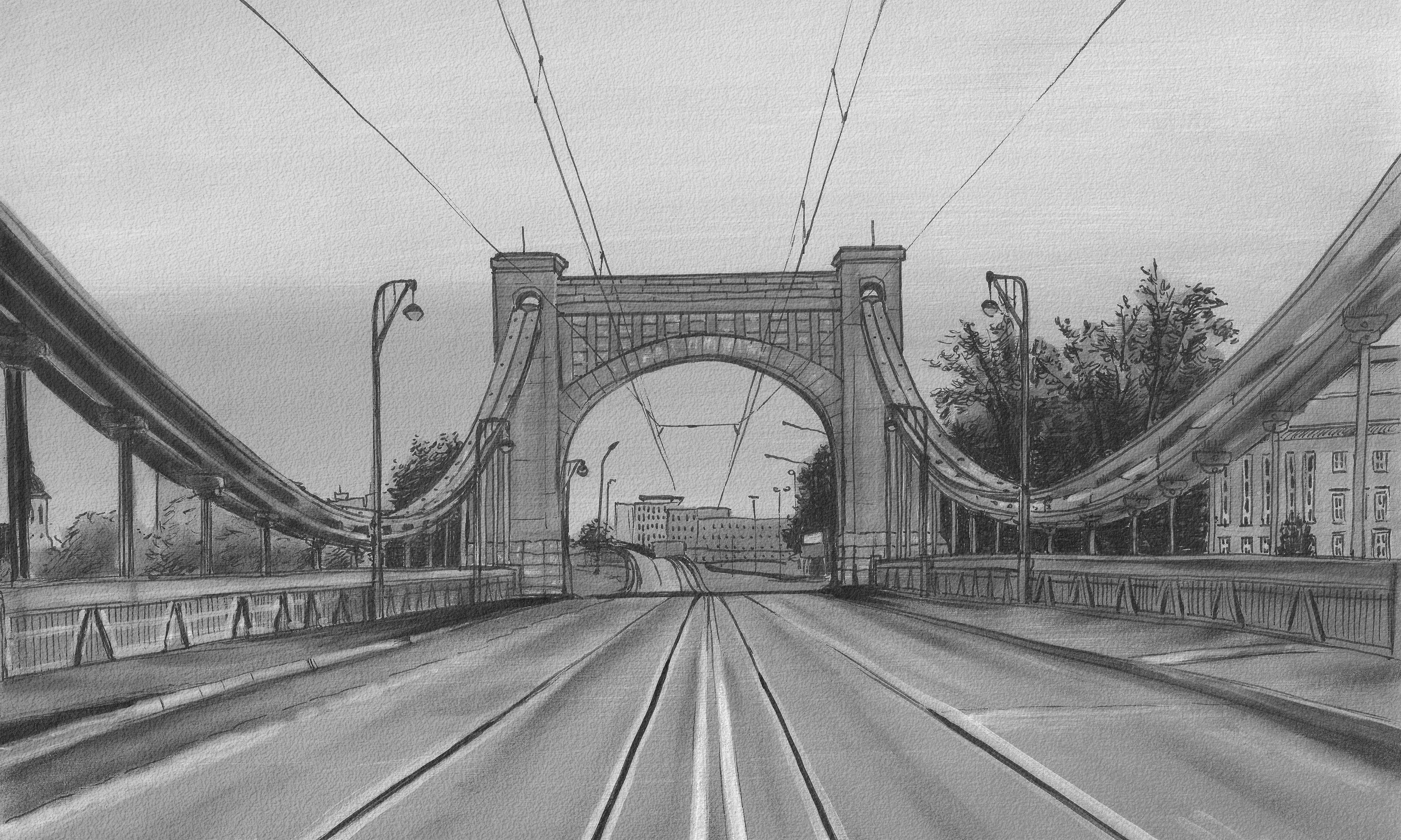 Bridge B&W – Tapeta na wymiar