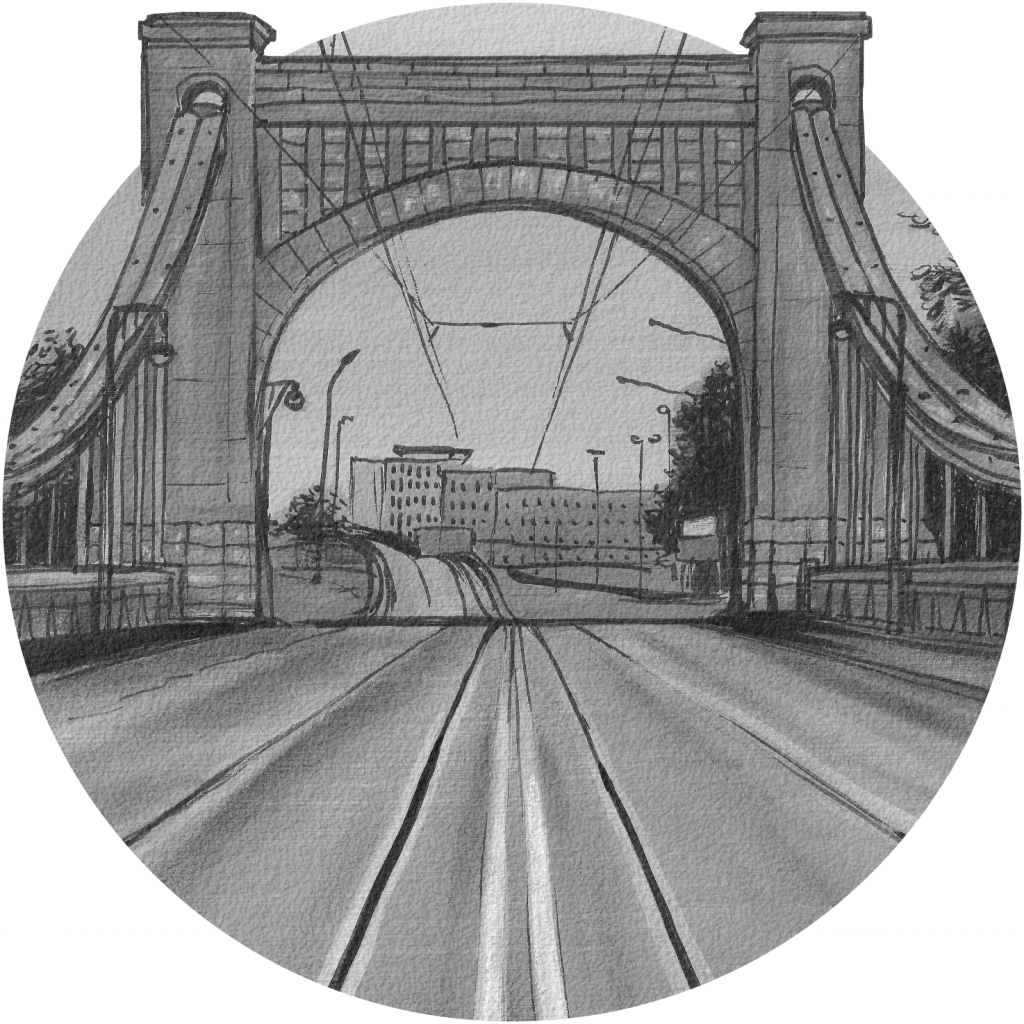 Bridge B&W – Tapeta Koło Standard