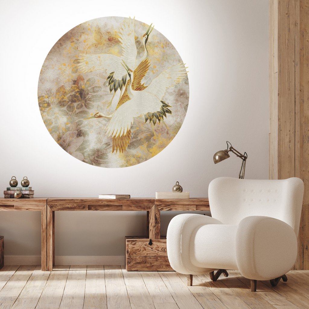 Beige Tsuru – Tapeta Koło Standard