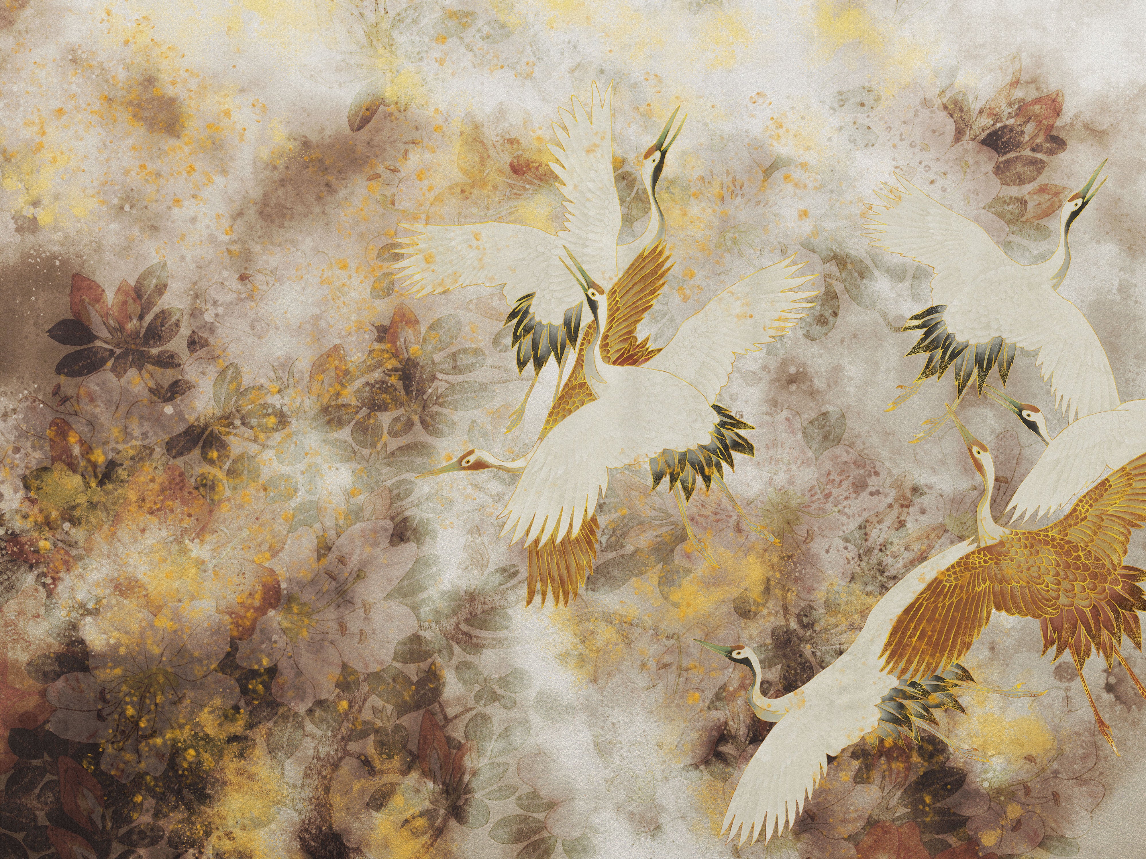 Beige Tsuru – Tapeta w rolkach