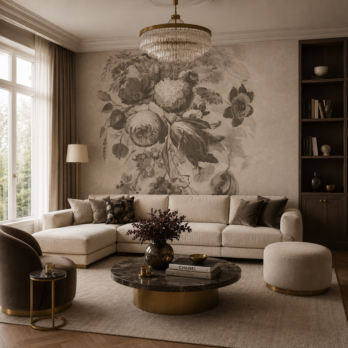 Boudoir Greige – Tapeta w rolkach