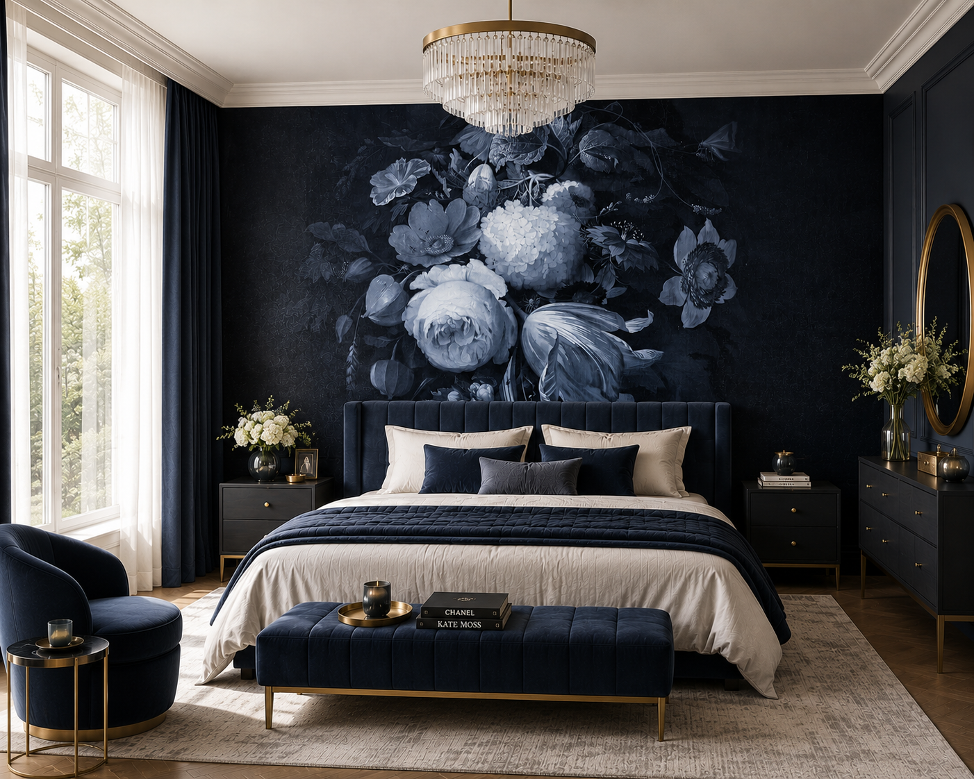 Boudoir Navy – Tapeta w rolkach
